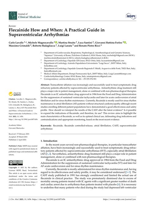 Flecainide How and When: A Practical Guide in Supraventricular .